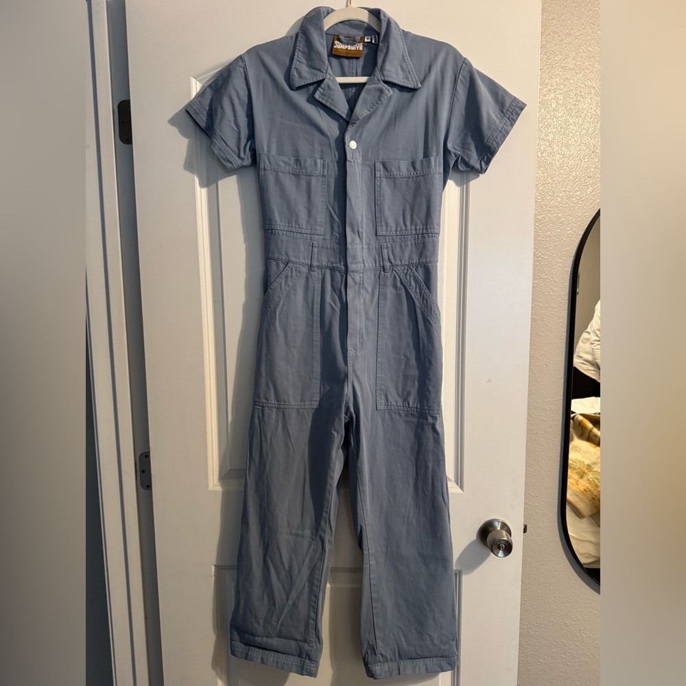 Big Bud Press periwinkle short sleeve Jumpsuit (petite) - Picture 3 of 7